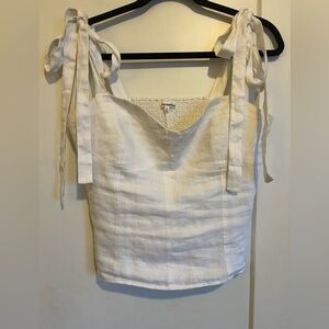Reformation Ivory Linen Top